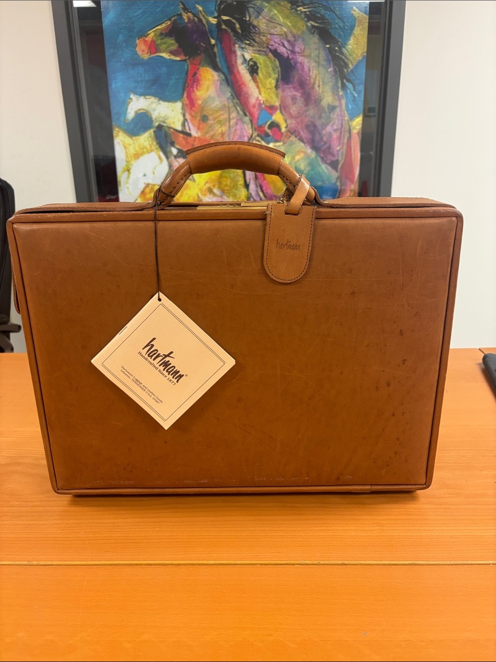 Hartman Leather Briefcase with a plastic cover for protection